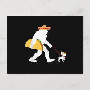 Cartão Postal Big Taco sombrero chihuahua dog bigfoot cinco de