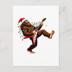 Cartão Postal Bigfoot Sasquatch Guitarra Elétrica Natal 2026