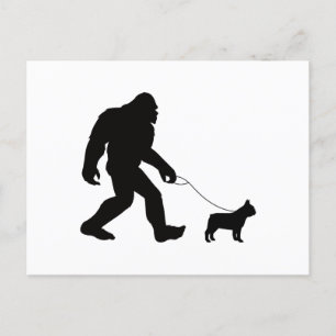 Cartão Postal Bigfoot Walking French Bulldog