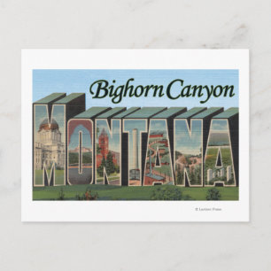 Cartão Postal Bighorn Canyon, Montana - Cenas com Letras Grandes