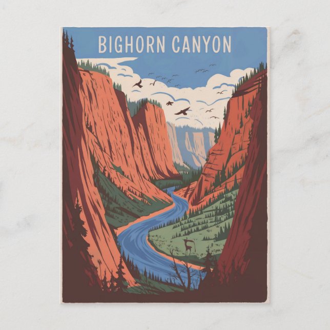 Cartão Postal Bighorn Canyon Vintage (Frente)