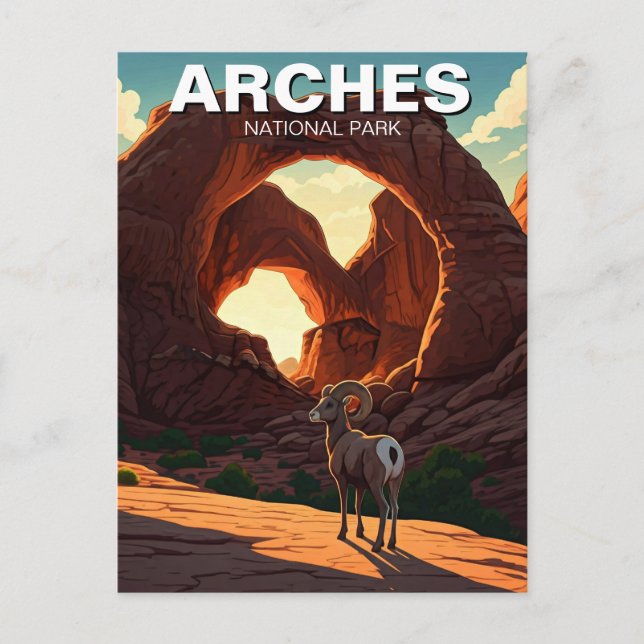 Cartão Postal Bighorn Sheep Moab Utah Arches National Park (Frente)