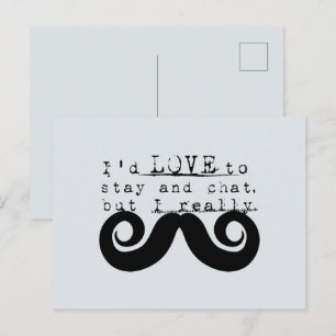 Cartão Postal Bigode Azul Cinza Preto Engraçado Humor Eu