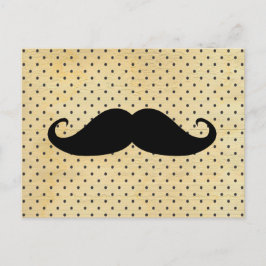 Cartão Postal Bigode preto engraçado em bolinhas do amarelo do