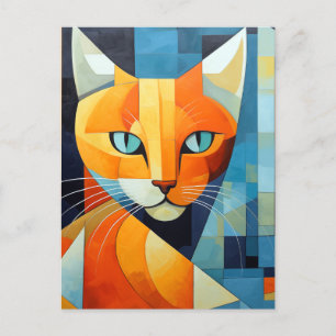 Cartão Postal Bigodes Abstratos: Gato Laranja