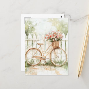 Cartão Postal Bike de Chique de Aquarela
