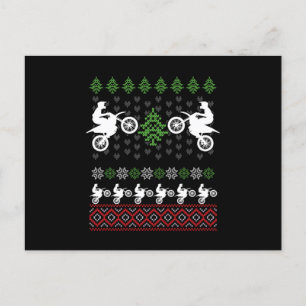 Cartão Postal Bike Motocross Ugly Christmas Xmas Motorcycle Gift