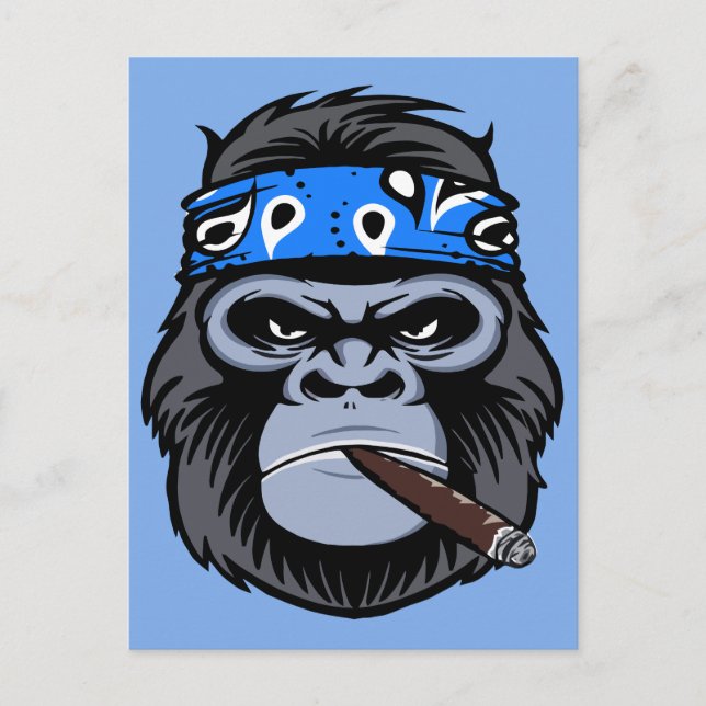 Cartão Postal Biker gorilla fumando arte de charuto fumante (Frente)