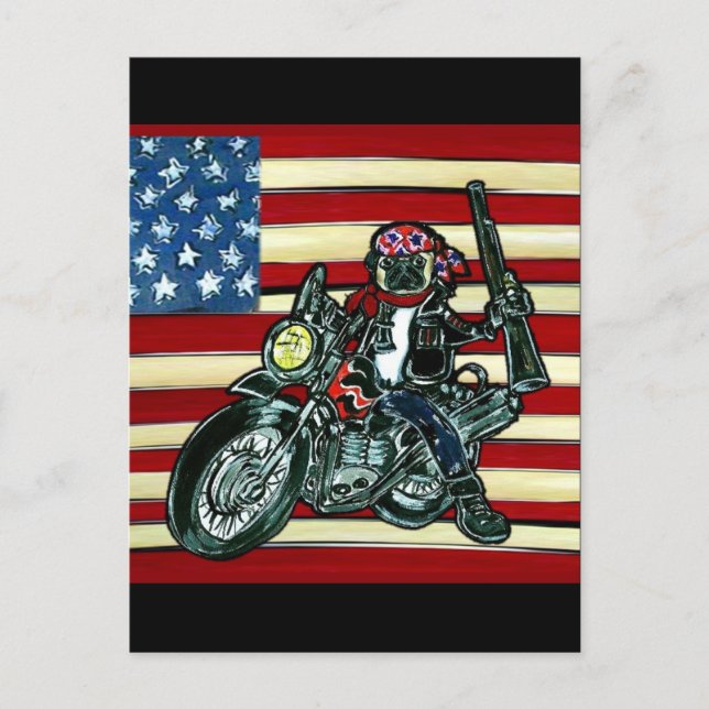 Cartão Postal Biker Pug (Frente)