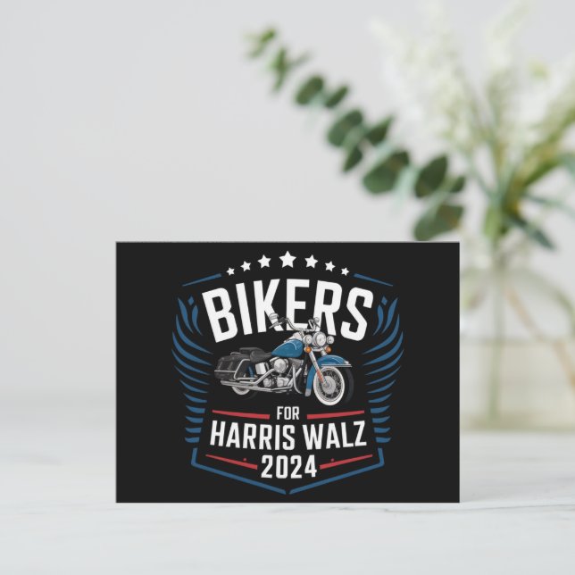 Cartão Postal Bikers For Harris Walz 2024 Harris Waltz 2024 (Em pé/Frente)