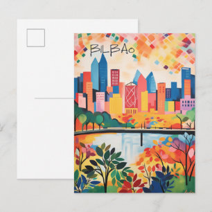 Cartão Postal Bilbao Espanha Viagem Cidade Pintura Estética