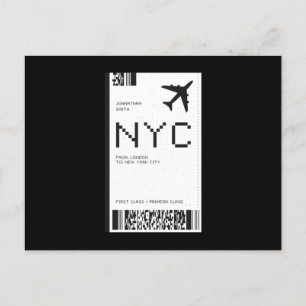 Cartão Postal Bilhete de Avião NYC
