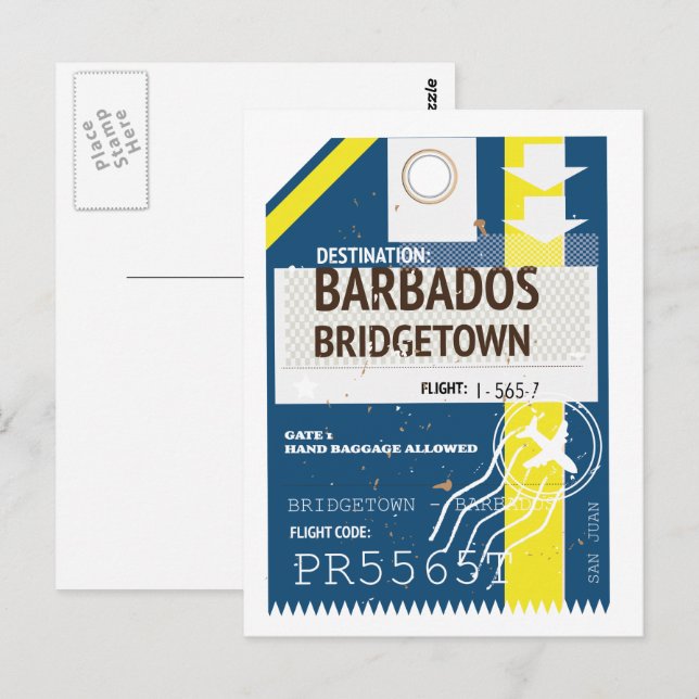 Cartão Postal Bilhete de viagem Bridgetown Barbados (Frente/Verso)