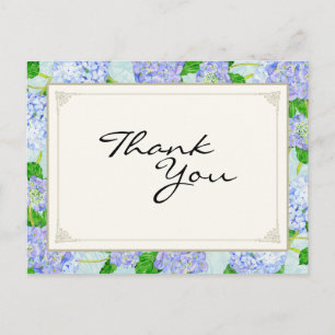 Cartão Postal Bilhetes de Agradecimento Blue Hydrangea Lace Flor