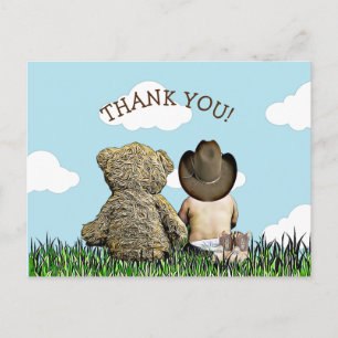 Cartão Postal Bilhetes de Agradecimento do Pequeno Cowboy