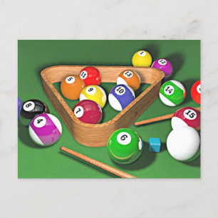 Cartão Postal Billiard, arrume-os, design colorido,