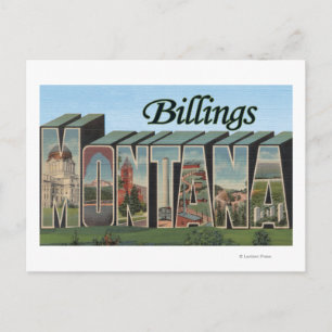 Cartão Postal Billings, Montana - Cenas com Letras Grandes