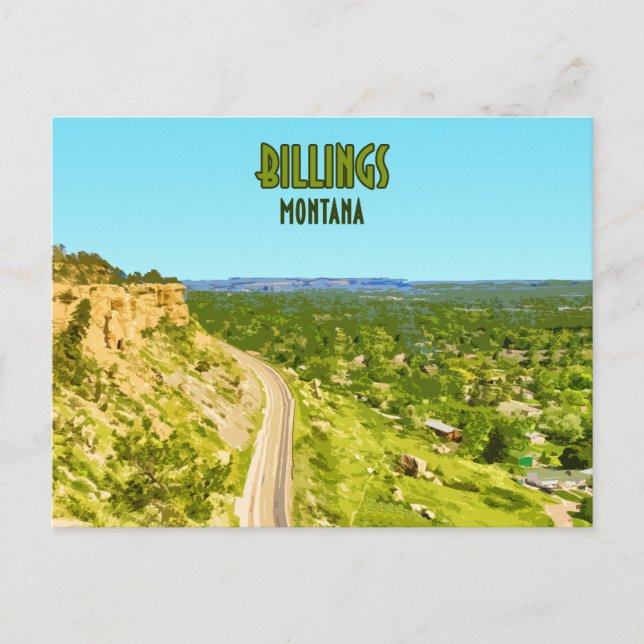 Cartão Postal Billings Montana Rim Rocks Vintage (Frente)