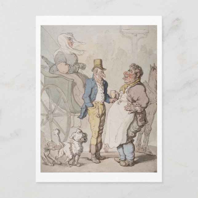 Cartão Postal Billy Pequeno, Viajantes tomando bebidas (c/c) (Frente)