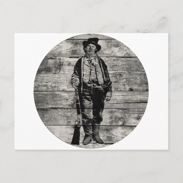 Cartão Postal Billy The Kid em Madeira (Frente)