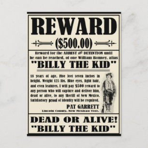 Cartão Postal Billy the Kid queria Poster