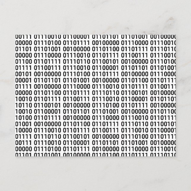 Cartão Postal Binário: Eu Adoro Programar (Frente)