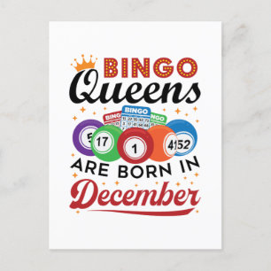 Cartão Postal Bingo Birthday Bingo Queens São Nasceres em dezemb