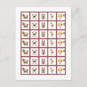 Cartão Postal Bingo Card Markers Abby's Fazenda Rosa Girly Barn