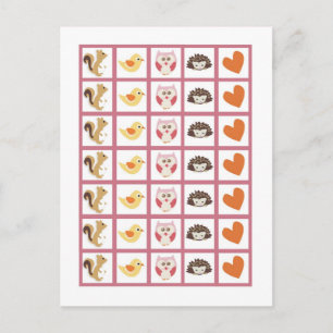 Cartão Postal Bingo Card Markers Love and Nature Girl Woodland