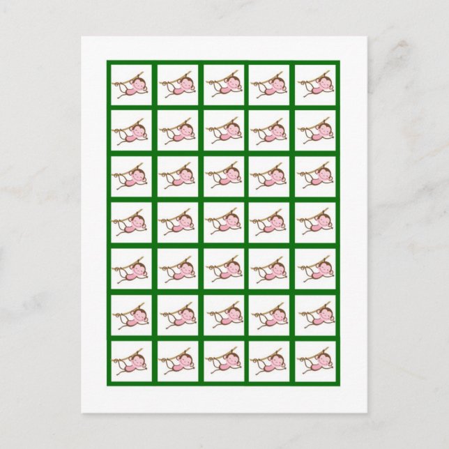 Cartão Postal Bingo Card Markers Macaco Swing Selgle Safari Zoo (Frente)