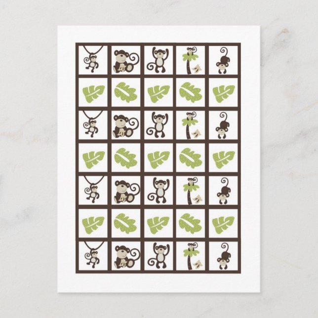 Cartão Postal Bingo Card Markers Monkey Time Zoo (Frente)