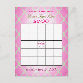 Cartão Postal Bingo Card | Pink Quatrefoil