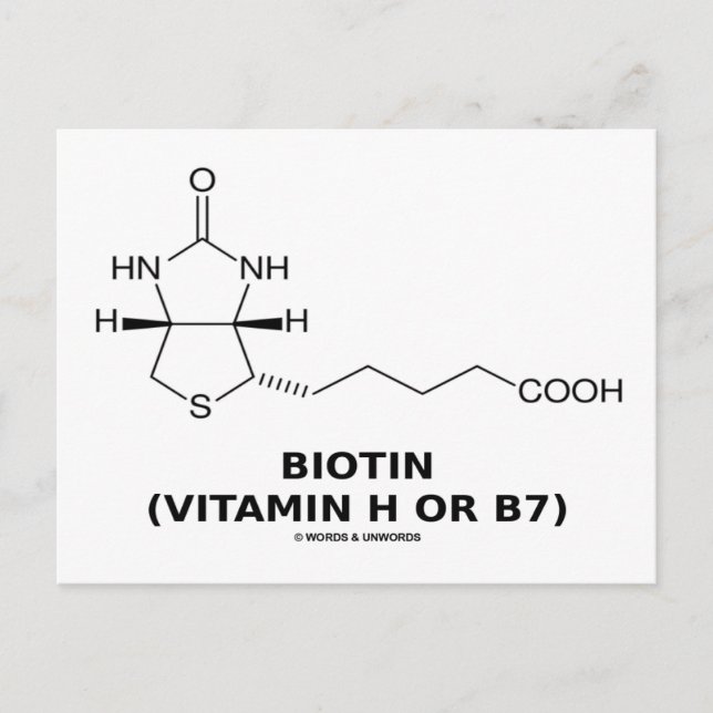 Cartão Postal Biotina (Vitamina H Ou B7) Molécula Química (Frente)