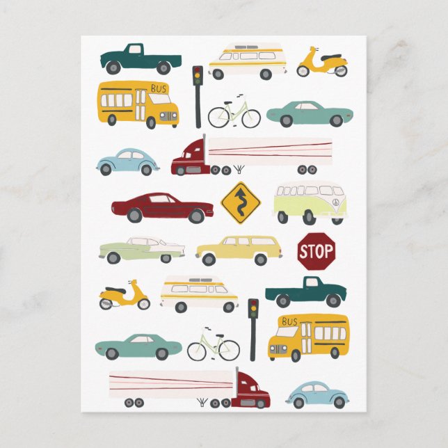 Cartão Postal Bipe travado no padrão de tráfego (Frente)