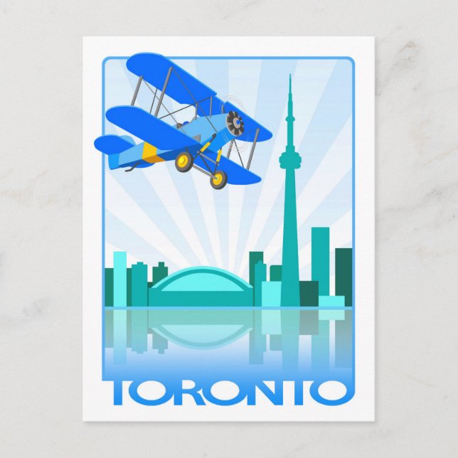 Cartão Postal Biplane sobre Toronto - Design (Frente)