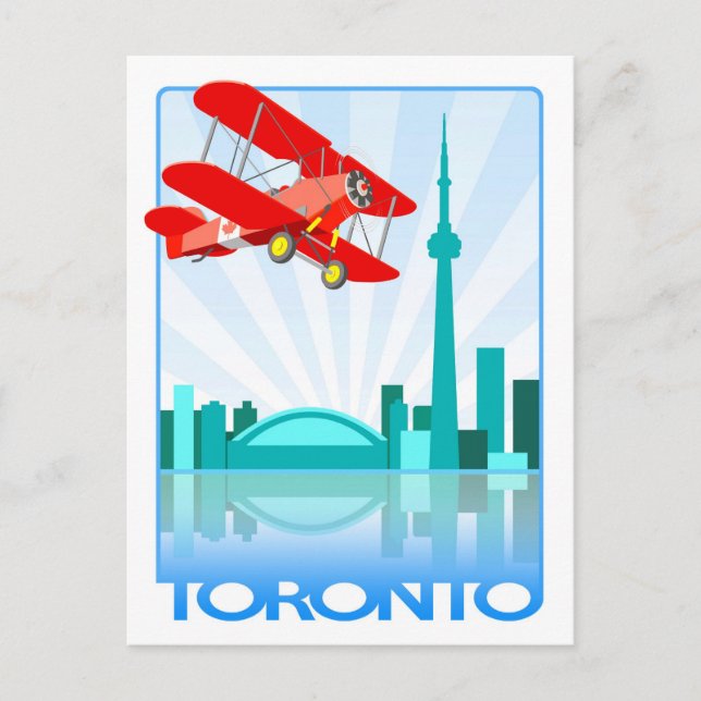 Cartão Postal Biplano canadense sobre o Design de Toronto (Frente)