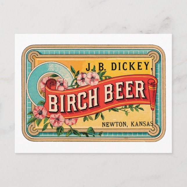 Cartão Postal Birch Beer JB Dickey, Newton Kansas (Frente)