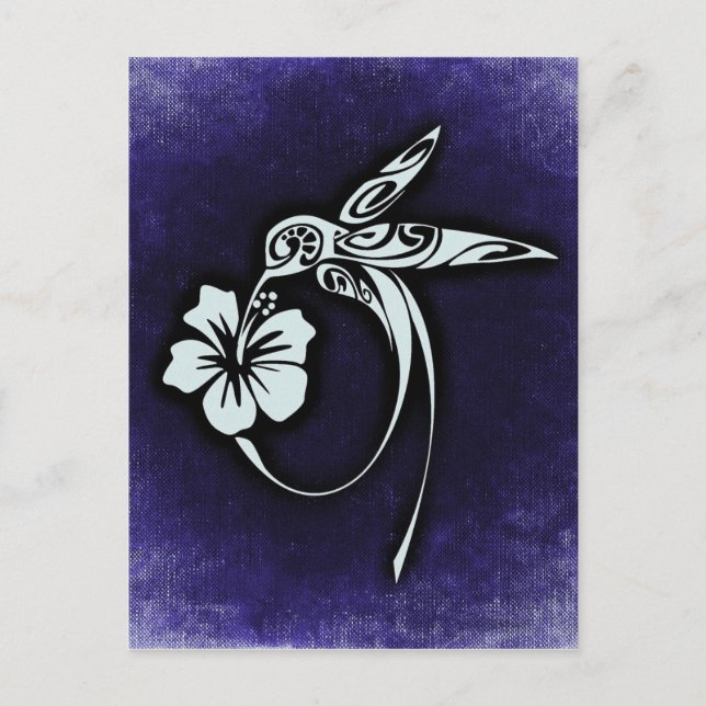 Cartão Postal Bird Motif em Azul (Frente)