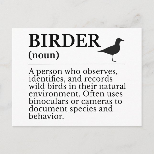 Cartão Postal Birder definition - wild bird observer (Frente)