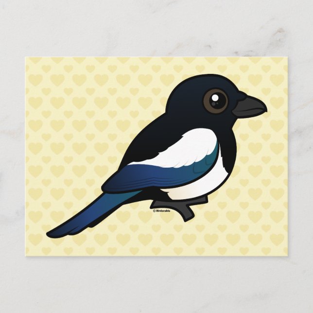 Cartão Postal Birdorable Eurasian Magpie (Frente)