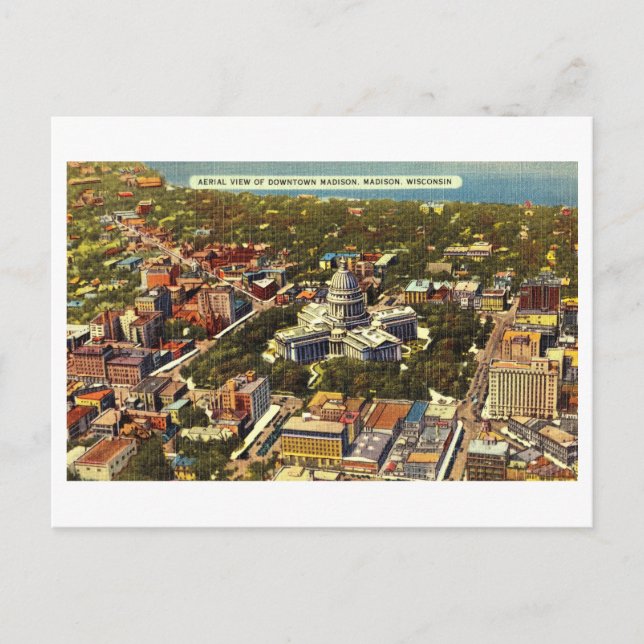 Cartão Postal Bird's-Eye View do Capitólio em Madison, Wisconsin (Frente)