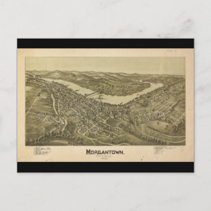 Cartão Postal Bird's Eye View Morgantown West Virginia (1897)