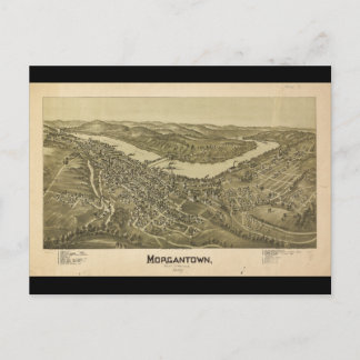 Cartão Postal Bird's Eye View Morgantown West Virginia (1897)