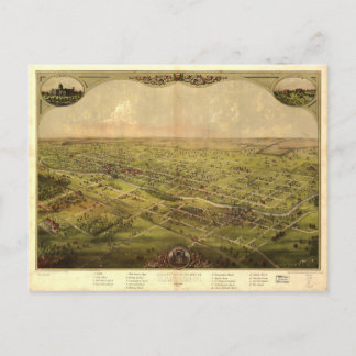 Cartão Postal Bird's Eye View of Lansing, Michigan (1866)