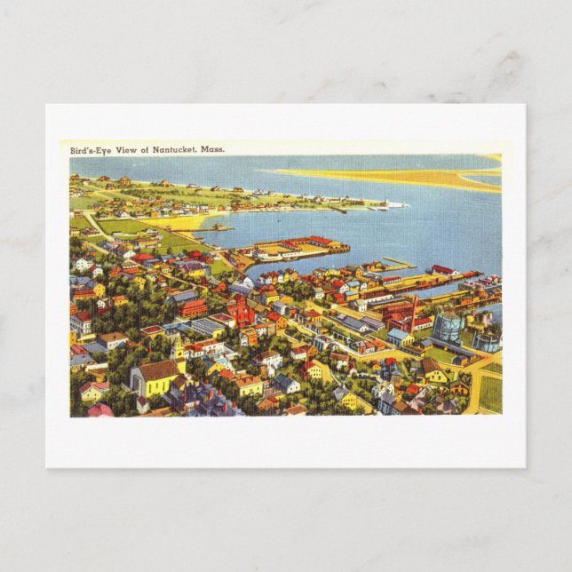 Cartão Postal Bird's-Eye View of Nantucket, Massachusetts (Frente)