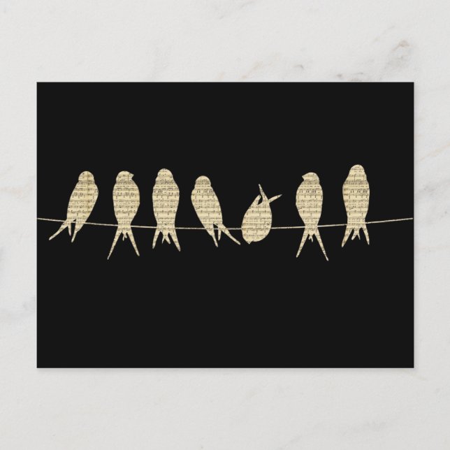 Cartão Postal birds-wire-musical-notes.jpg (Frente)