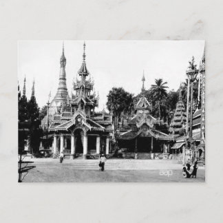 Cartão Postal Birmânia, cena de Rangum no Shwe Dagon Pagoda