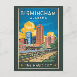 Cartão Postal Birmingham Alabama Viagem Art Vintage
