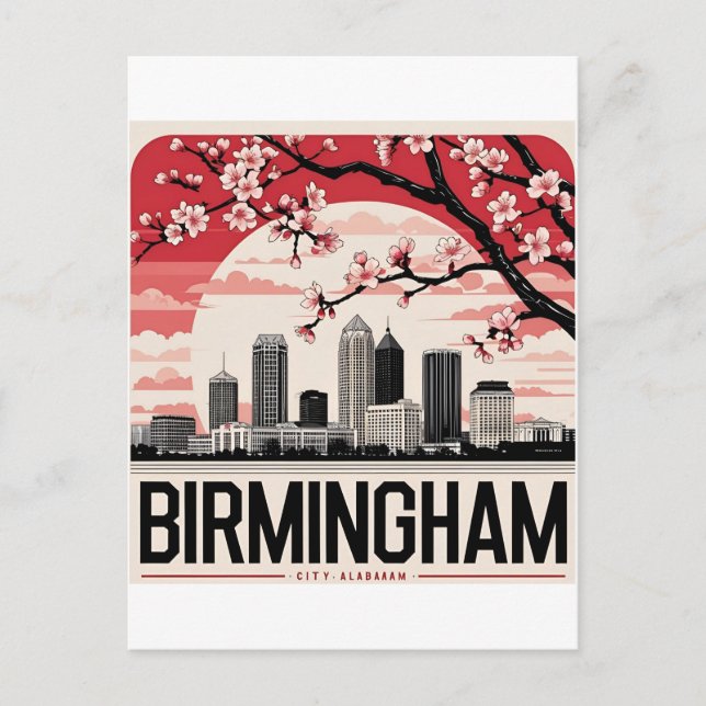 Cartão Postal Birmingham City Alabama Skyline T-Shirt (Frente)