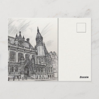 Cartão Postal Birmingham City Map Postcard Charcoal Urban Sketch